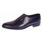 Pantofi eleganti barbati din piele naturala Havana Croco Lac Bleumarin Inchis